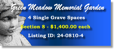 4 Single Grave Spaces for Sale $1400ea! Green Meadow Memorial Gardens Conyers, GA #cemeteryexchange 24-0810-4