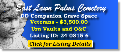 DD Companion Grave Space $3500! East Lawn Palms Cemetery Tucson, AZ Veterans #cemeteryexchange 24-0815-6