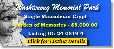 Single Crypt $8K! Washtenong Memorial Park Ann Arbor, MI Memories #cemeteryexchange 24-0819-4