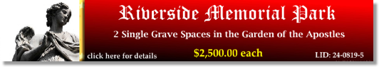 2 Single Grave Spaces $2500ea! Riverside Memorial Park Jacksonville, FL Apostles #cemeteryexchange 24-0819-5