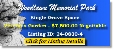 Single Grave Space $7500! Woodlawn Memorial Park Gotha, FL Veterans #cemeteryexchange 24-0830-4