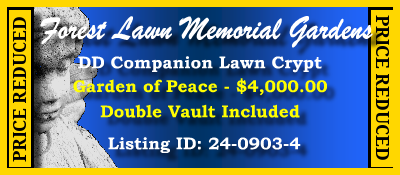 DD Companion Lawn Crypt $4K! Forest Lawn Memorial Gardens College Park, GA Peace #cemeteryexchange 24-0903-4