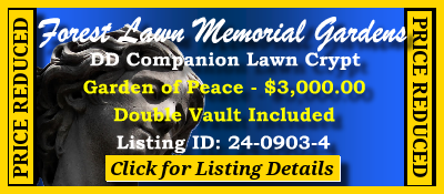 DD Companion Lawn Crypt $3K! Forest Lawn Memorial Gardens College Park, GA Peace #cemeteryexchange 24-0903-4