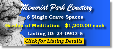 6 Single Grave Spaces $1200ea! Memorial Park Cemetery Sioux City, IA Meditation #cemeteryexchange 24-0903-5