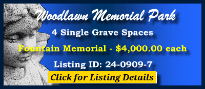 4 Single Grave Spaces $4Kea! Woodlawn Memorial Park Nashville, TN Fountain Memorial #cemeteryexchange 24-0909-7