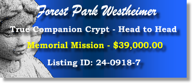 True Companion Crypt $39K! Forest Park Westheimer Houston, TX Memorial Mission #cemeteryexchange 24-0918-7