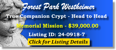 True Companion Crypt $39K! Forest Park Westheimer Houston, TX Memorial Mission #cemeteryexchange 24-0918-7