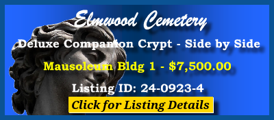 Deluxe Companion Crypt $7500! Elmwood Cemetery Birmingham, AL Bldg 1 #cemeteryexchsnge 24-0923-4