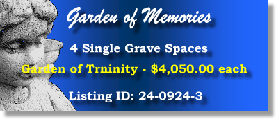 4 Single Grave Spaces $4050ea! Garden of Memories Tampa, FL Trinity #cemeteryexchange 24-0924-3