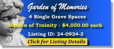 4 Single Grave Spaces $4050ea! Garden of Memories Tampa, FL Trinity #cemeteryexchange 24-0924-3