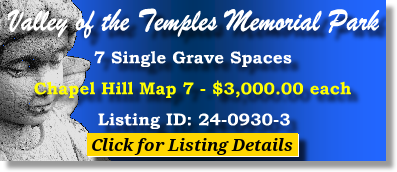 7 Single Grave Spaces $3K! Valley of the Temples Memorial Park Kaneohe, HI Chapel Hill #cemeteryexchange 24-0930-3