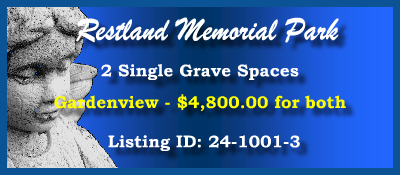 2 Single Grave Spaces $4800! Restland Memorial Park East Hanover, NJ Gardenview #cemeteryexchange 24-1001-3