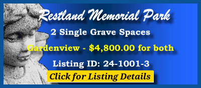 2 Single Grave Spaces $4800! Restland Memorial Park East Hanover, NJ Gardenview #cemeteryexchange 24-1001-3