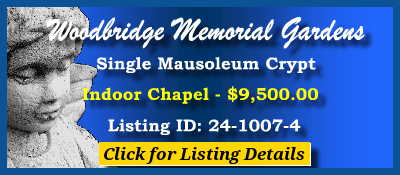 Single Crypt $9500! Woodbridge Memorial Gardens Woodbridge, NJ Indoor Chapel #cemeteryexchange 24-1007-4