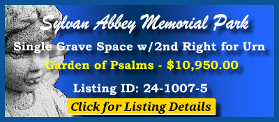 Single Grave Space $10,950! Sylvan Abbey Memorial Park Clearwater, FL Psalms #cemeteryexchange 24-1007-5