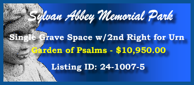 Single Grave Space $10,950! Sylvan Abbey Memorial Park Clearwater, FL Psalms #cemeteryexchange 24-1007-5