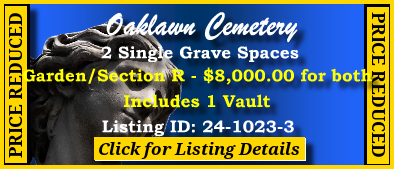 2 Single Grave Spaces $8K! Oaklawn Cemetery Jacksonville, FL Section R #cemeteryexchange 24-1023-3