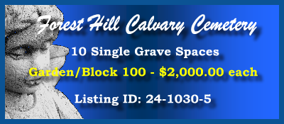 10 Single Grave Spaces $2Kea! Forest Hill Calvary Cemetery Kansas City, MO Block 100 #cemeteryexchanage 24-1030-5