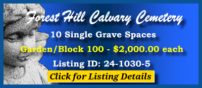 10 Single Grave Spaces $2Kea! Forest Hill Calvary Cemetery Kansas City, MO Block 100 #cemeteryexchanage 24-1030-5