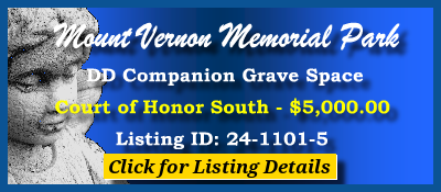 DD Companion Grave Space $5K! Mount Vernon Memorial Park Fair Oaks, CA Court of Honor #cemeteryexchange 24-1101-5