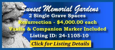 2 Single Grave Spaces $4Kea! Sunset Memorial Gardens Fredericksburg, VA Resurrection #cemeteryexchange 24-1105-10