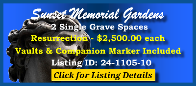 2 Single Grave Spaces $2500ea! Sunset Memorial Gardens Fredericksburg, VA Resurrection #cemeteryexchange 24-1105-10