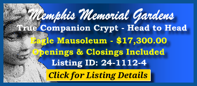 True Companion Crypt $17300! Memphis Memorial Gardens Bartlett, TN Eagle Mausoleum #cemeteryexchange 24-1112-4