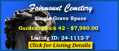 Single Grave Space $7980! Fairmount Cemetery Denver, CO Block 42 #cemeteryexchange 24-1112-7