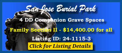 4 DD Companion Grave Spaces $14400! San Jose Burial Park San Antionio, TX Family II #cemeteryexchange 24-1115-3