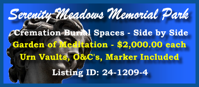 2 Urn Burial Spaces $2Kea! Serenity Meadows Memorial Park Riverview, FL Meditation #cemeteryexchange 24-1209-4