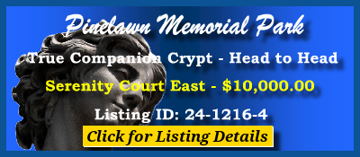 True Companion Crypt $10K! Pinelawn Memorial Park Farmingdale, NY Serenity Court East #cemeteryexchange 24-1216-4