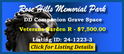 DD Companion Grave Space $7500! Rose Hills Memorial Park Putnam Valley, NY Veterans #cemeteryexchange 24-1223-3