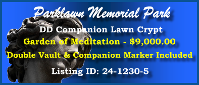 DD Companion Lawn Crypt $9K! Parklawn Memorial Park Rockville, MD Meditation #cemeteryexchange 24-1230-5