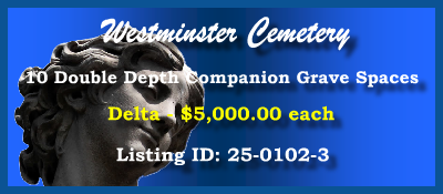 10 DD Companion Grave Spaces $5Kea! Westminster Cemetery Bala Cynwd, PA Delta #cemeteryexchange 25-0102-3