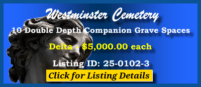 10 DD Companion Grave Spaces $5Kea! Westminster Cemetery Bala Cynwd, PA Delta #cemeteryexchange 25-0102-3