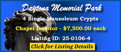 4 Single Crypts $7500ea! Daytona Memorial Park Daytona Beach, FL Chapel #cemeteryexchange 25-0106-4