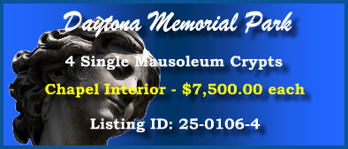 4 Single Crypts $7500ea! Daytona Memorial Park Daytona Beach, FL Chapel #cemeteryexchange 25-0106-4