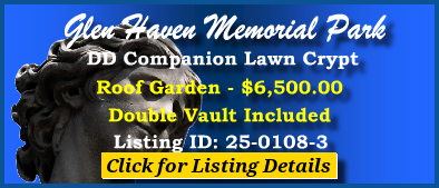 DD Companion Lawn Crypt $6500! Glen Haven Memorial Park Winter Park, FL Roof Garden #cemeteryexchange 25-0108-3