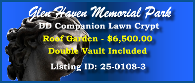 DD Companion Lawn Crypt $6500! Glen Haven Memorial Park Winter Park, FL Roof Garden #cemeteryexchange 25-0108-3