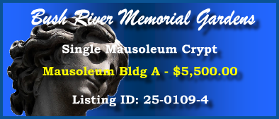 Single Crypt $5500! Bush River Memorial Gardens Columbia, SC Bldg A #cemeteryexchange 25-0109-4