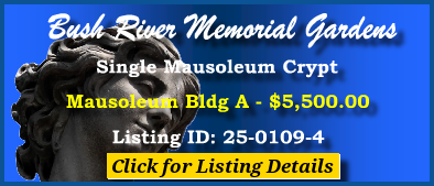 Single Crypt $5500! Bush River Memorial Gardens Columbia, SC Bldg A #cemeteryexchange 25-0109-4