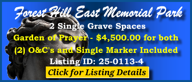 2 Single Grave Spaces $4500! Forest Hill East Memorial Park Memphis, TN Prayer #cemeteryexchange 25-0113-4