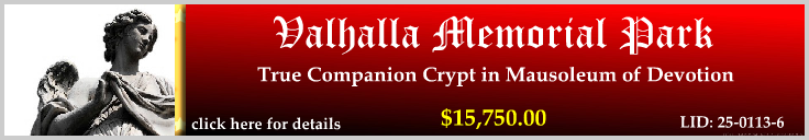 True Companion Crypt $15750! Valhalla Memorial Park North Hollywood, CA Devotion #cemeteryexchange 25-0113-6