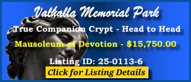 True Companion Crypt $15750! Valhalla Memorial Park North Hollywood, CA Devotion #cemeteryexchange 25-0113-6