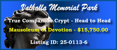 True Companion Crypt $15750! Valhalla Memorial Park North Hollywood, CA Devotion #cemeteryexchange 25-0113-6