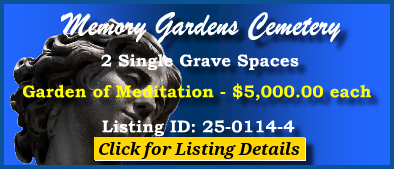 2 Single Grave Spaces $5Kea! Memory Gardens Cemetery Arlington Heights, IL Meditation #cemeteryexchange 25-0114-4