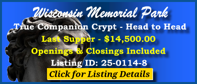 True Companion Crypt $14500! Wisconsin Memorial Park Brookfield, WI Last Supper #cemeteryexchange 25-0114-8