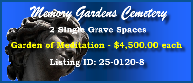 2 Single Grave Spaces $4500Kea! Memory Gardens Cemetery Arlington Heights, IL Meditation #cemeteryexchange 25-0120-8