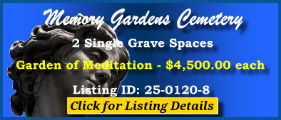 2 Single Grave Spaces $4500Kea! Memory Gardens Cemetery Arlington Heights, IL Meditation #cemeteryexchange 25-0120-8