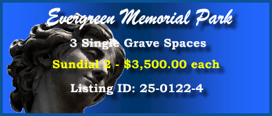 3 Single Grave Spaces $3500ea! Evergreen Memorial Park Athens, GA Sundial 2 #cemeteryexchange 25-0122-4